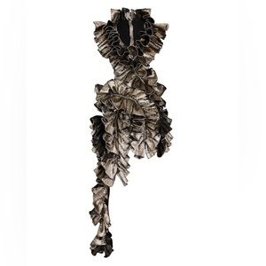 Aknvas Olive Ruffle Cutout Asymmetric Dress